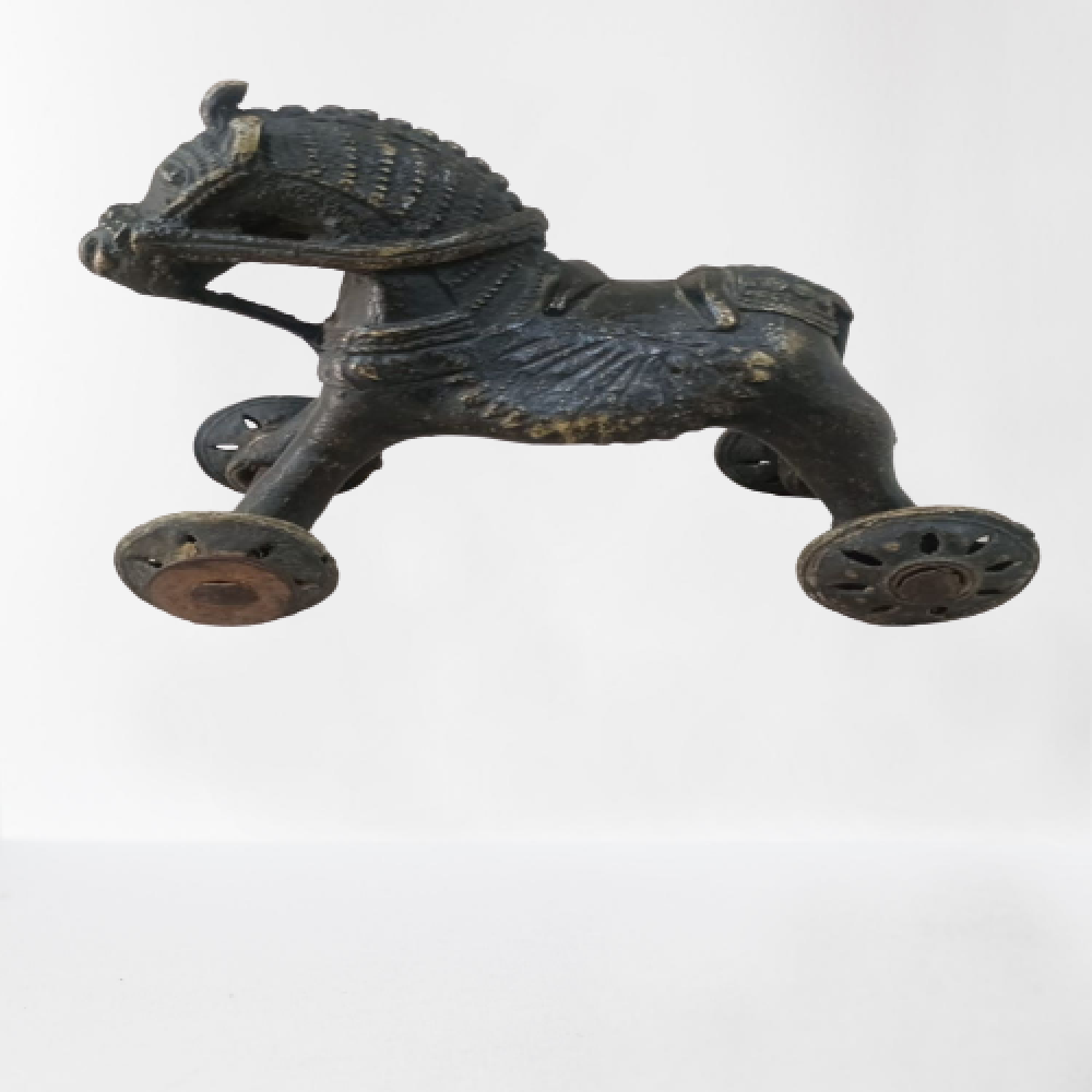 Horse On Wheels Bell Metal & Brass Art