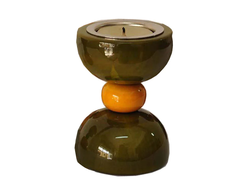 Hour glass candle Holder Green