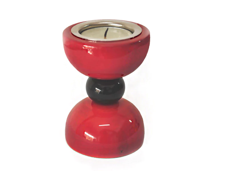 Hour glass candle Holder Red