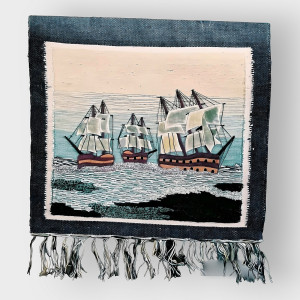 Jute Wall Hanging Ocean with Ships