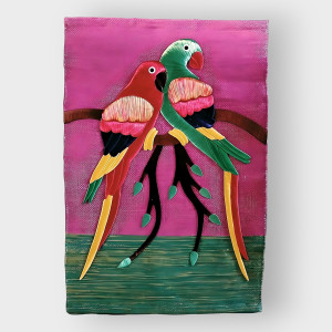 Jute Wall Hanging of 2 Parrots