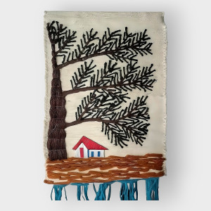 Jute Wall Hanging of a Tree and House