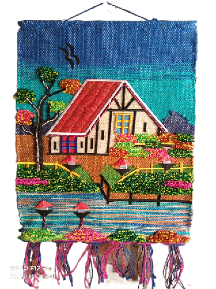 Jute Wall Hanging of House - 0
