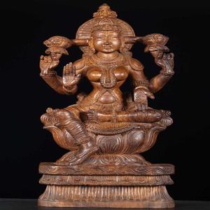 Kallakurichi Handcarved Wood Carving of Goddess Lakshmi