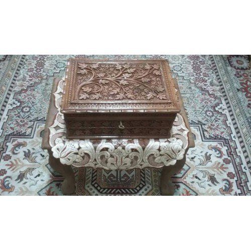 Traditional Walnut Wood Carving jewellery box of Jammu & Kashmir by Pandit Brothers