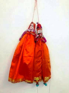 Attractive Orange Pair Kathputlis Of Rajasthan