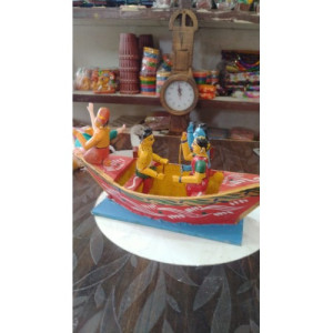 Kondapalli bommallu Wooden Toy Of Delightful Segment Of Villagers In Boat