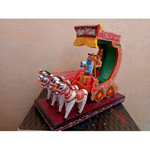 Kondapalli Bommallu Wooden Toy Lord Krishna On The Chariot