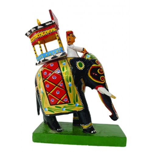 Traditional Handicraft Beautiful Singhasan Elephant Design Kondapalli Bommallu Toy For Home Decor