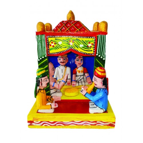 Handmade Beautiful Wedding Scene Design Traditional Kondapalli Bommallu Toy For Home Decor