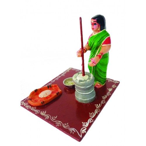 Handmade Traditional Beautiful Colorful Working Women Design Kondapalli Bommallu Toy For Home Decor