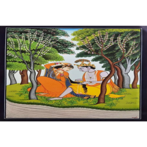 Krishna Dressing Radha Painting (10x14 inch)