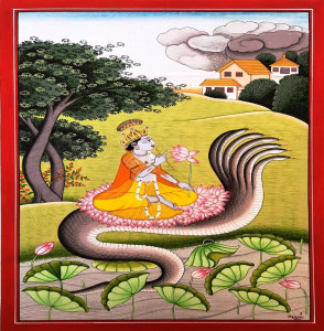Krishna On Sheshnag Painting (8x12 inch)