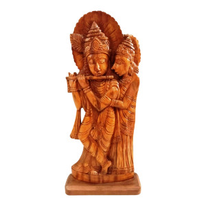 Krishna Palaying the Flute along with Radha Wooden Craft