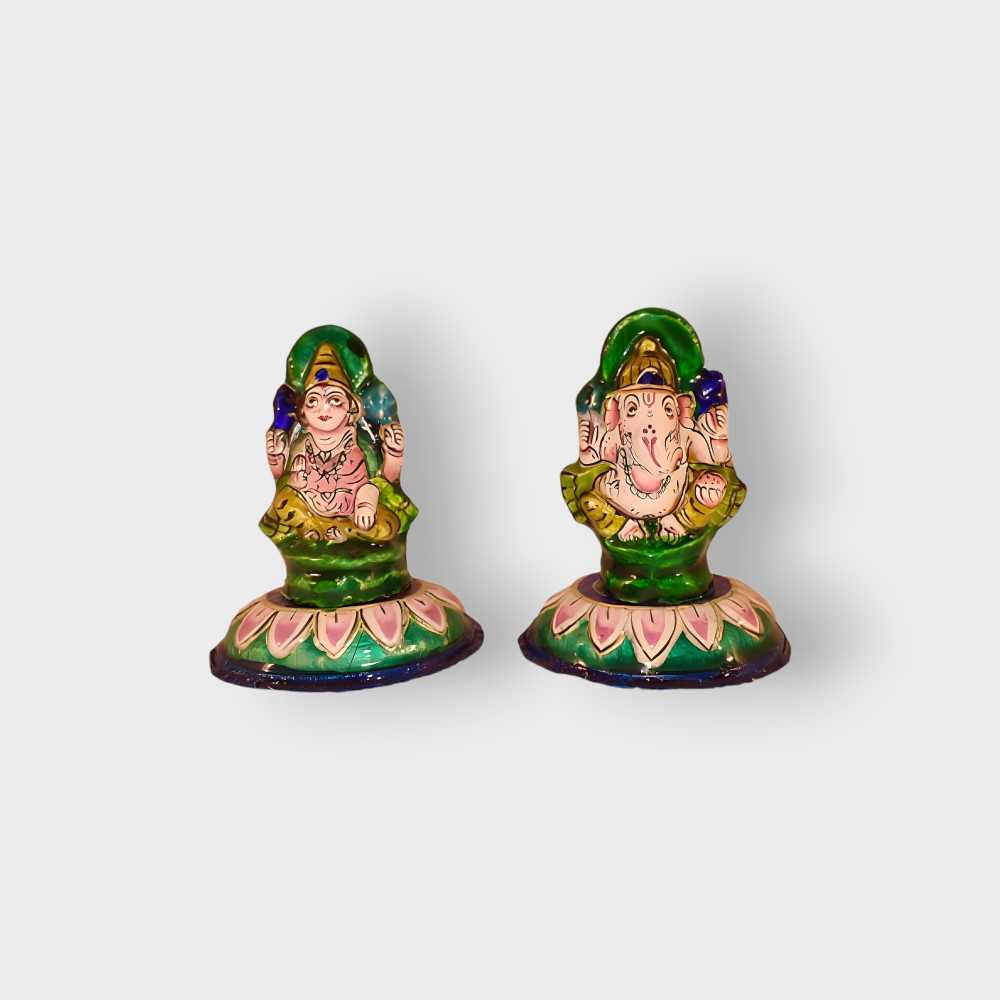 Lakshmi & Ganeshji Gulabi Meenakari Art