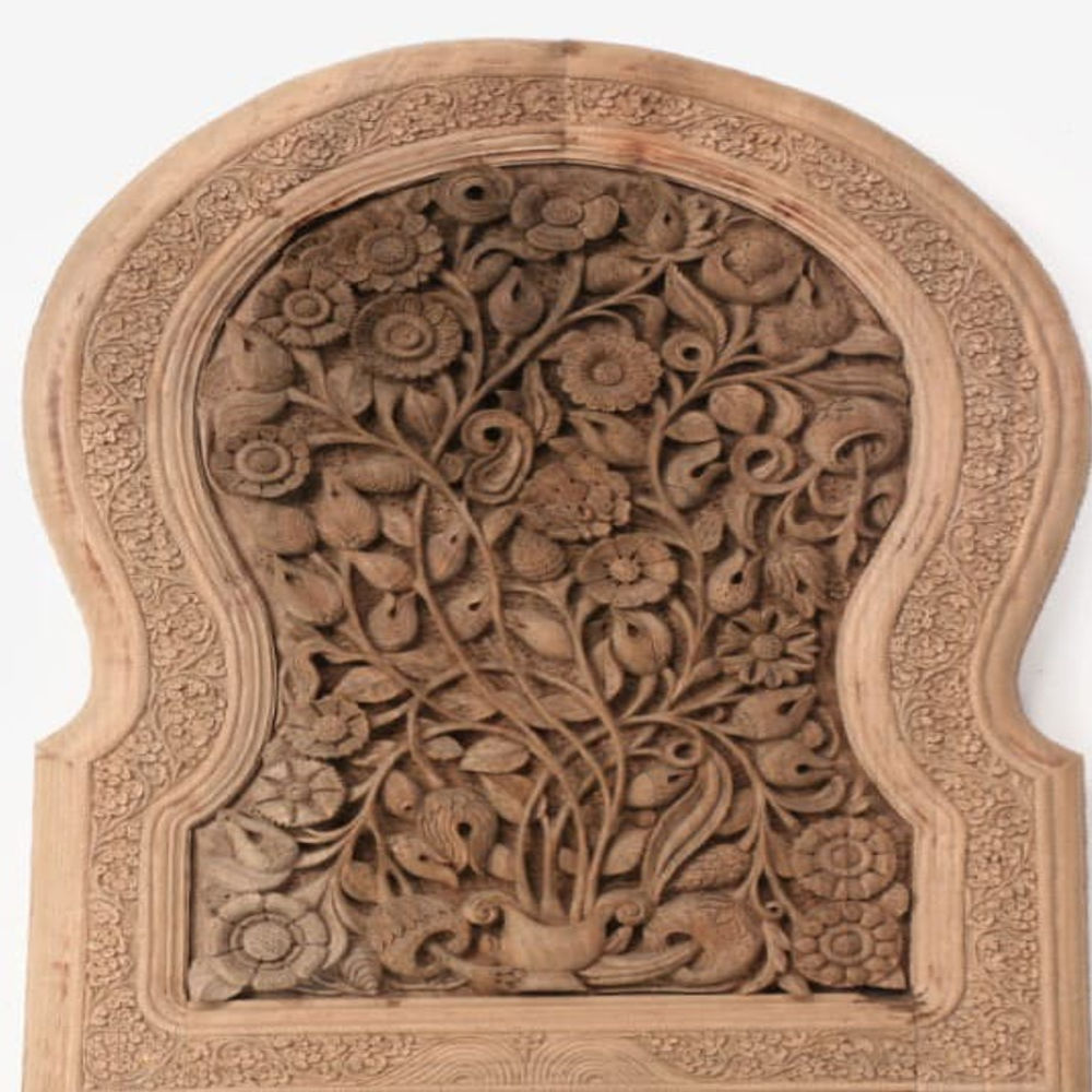 Leaf Design Wall Hanging Walnut Wood Carving