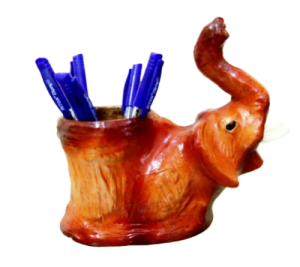 Leather Elephant Face Pen Stand