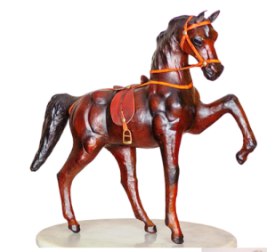 Leather Handicraft Trotting Horse - 12 Inch