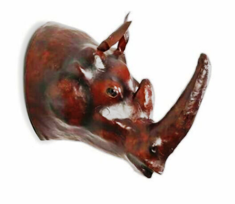Leather Rhino Face Wall Hanging