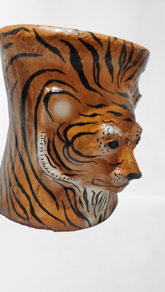 The tiger face design brings a sense of wild and exotic aesthetics to the stool, making it a bold and eye-catching addition to your interior decor. The tiger face design brings a sense of wild and exo - 1