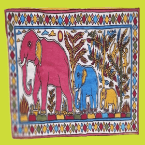 Life Of Elephant Themed Authentic Karuppur Kalamkari Painting
