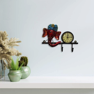 Lord Ganesha With Wall Clock With Holder