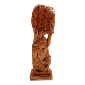 Madini Sitting under the Tree holding a tree branch Wooden Craft