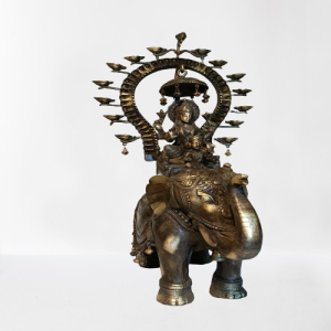 Mahalaxmi On Elephant Ride Bell Metal & Brass Art