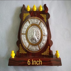 Majestic Peacock Motif Tanjore Art Shield Mementos - 6 inches