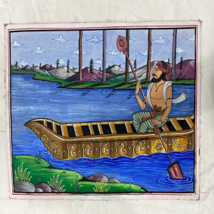 Man On a Boat Odisha Patchithra (10x12 inch)