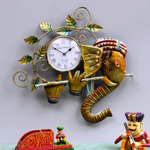 Metal Multicolour Ganesha Wall Clock