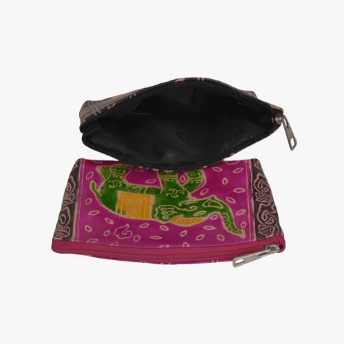 Mini Pouch with Elephant Print Pink & Black - 0