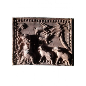 Molela Clay Work Art Krishna With Animal Sculpture