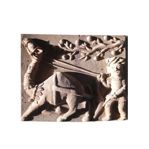 Molela Clay Work Art Camel & Farmer Sculpture