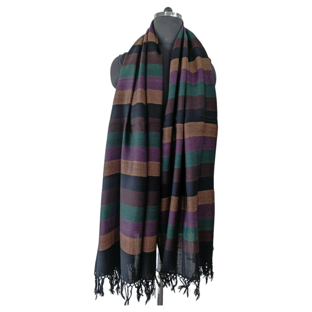 Multi Coloured wool plain shawl - 0
