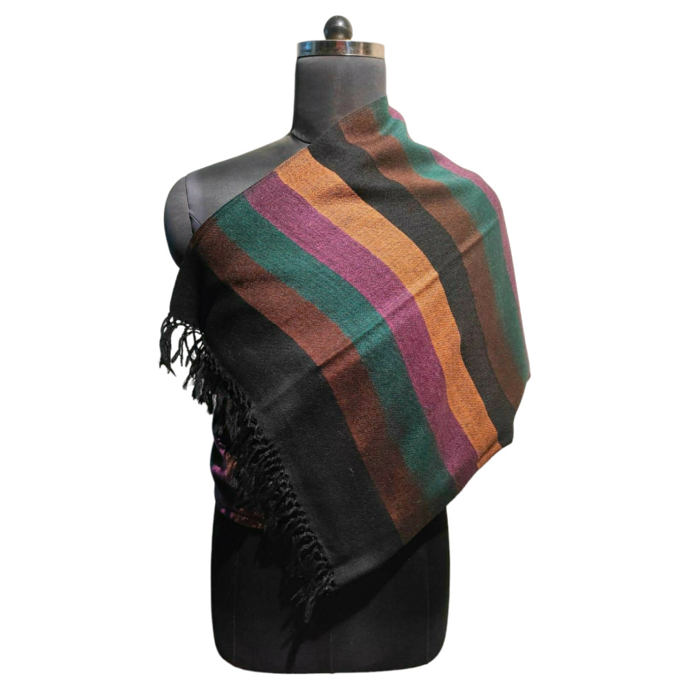 Multi Coloured wool plain shawl - 2