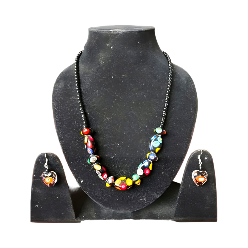 Multicolour Glass Beads With Earrings Set