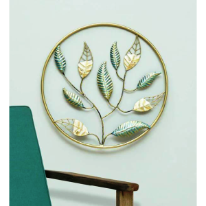 Multicolour Leaves Iron Round Frame Wall Art