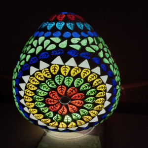 Multicolour Oval Shape Glass Lamp