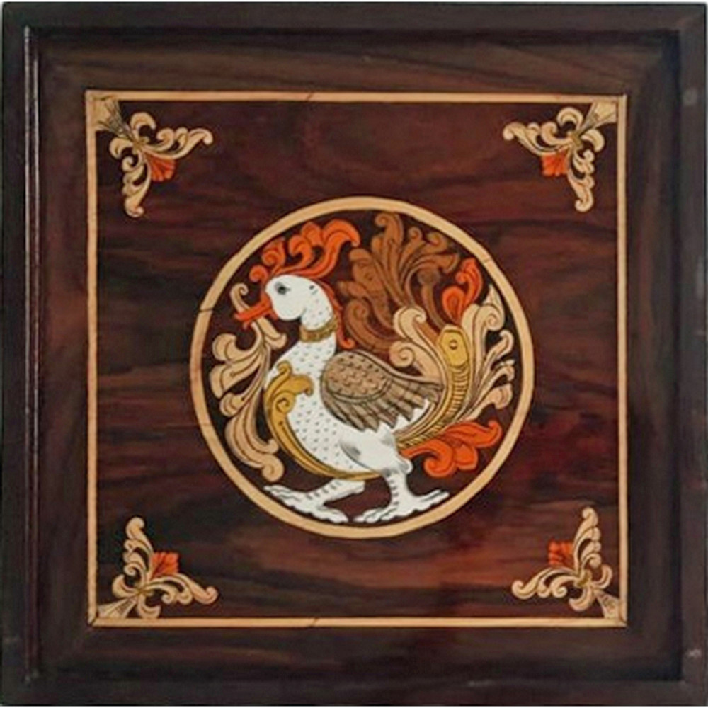 Traditional Handicraft Mysore Rosewood Inlay Wooden Beautiful Painting Of Duck