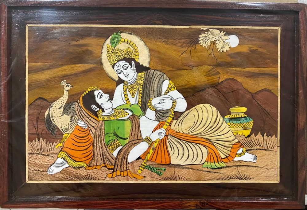 Mysore Rosewood Inlay - Painting Of Radha-Krishna