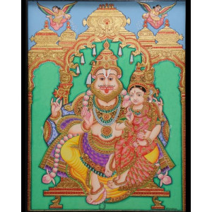 Traditional Mysore Painting Of Lord Kuber 18 x 24 inches Actual 22-Carat Gold Foil For Wall Decorati