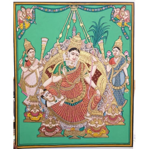 Goddess Raja Rajeswari 18x22 inches 22-Carat Actual Gold Foil Mysore Traditional Painting