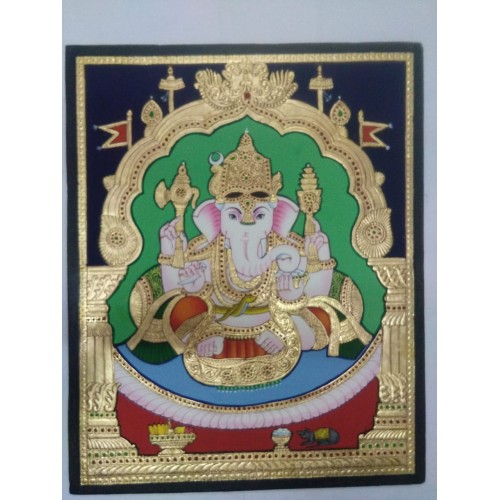 Lord Ganesha 12x15 inches 22-Carat Actual Gold Foil Mysore Traditional Paintings