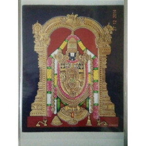 Golden Balaji 12x15 inches 22-Carat Actual Gold Foil Mysore Traditional Painting