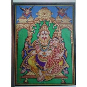 Lakshmi Narashima 18x24 Inches 22-Carat Gold Foil Mysore Traditional Painting