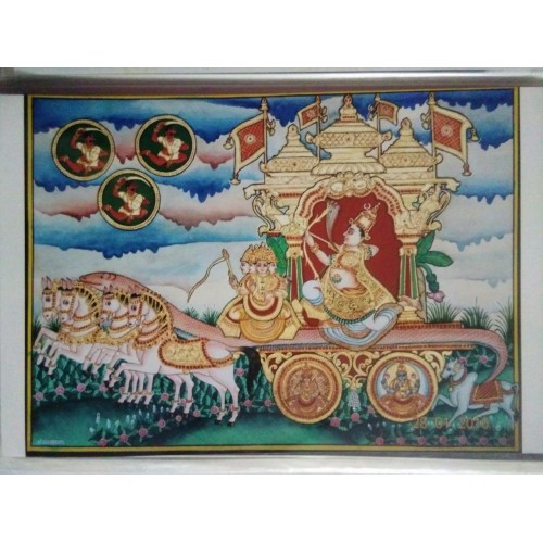 Lord Tripura Samhara 18x24 inches 22-Carat Gold Foil Mysore Traditional Painting