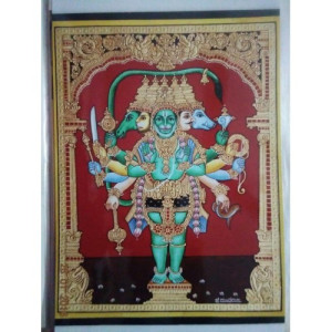 Panchamukhi Hanuman 12x15 inches 22-Carat Gold Foil Mysore Traditional Painting