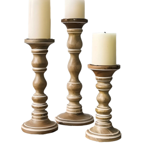 Natural Brown Candle Stand Set Of 3