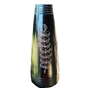 Handmade Eco-friendly Beautiful Black Pottery of Nizamabad Bottle Shaped Flower Vase